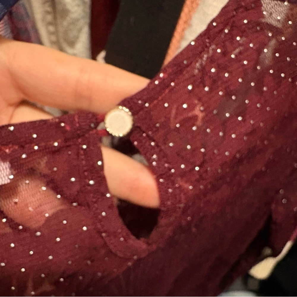 Ces Femme floral mesh Burgundy Lace woman’s bodysuit - Picture 12 of 13